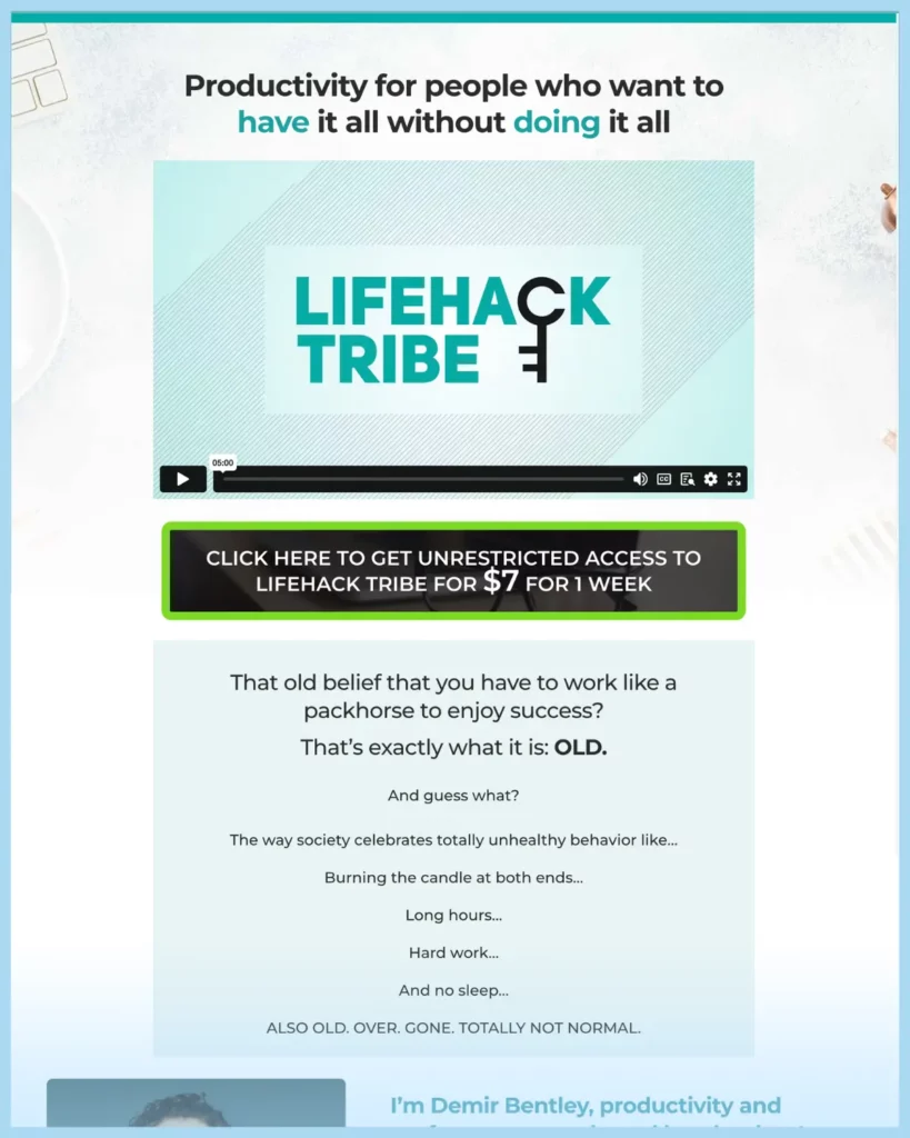 Screenshot of Lifehack tribe
